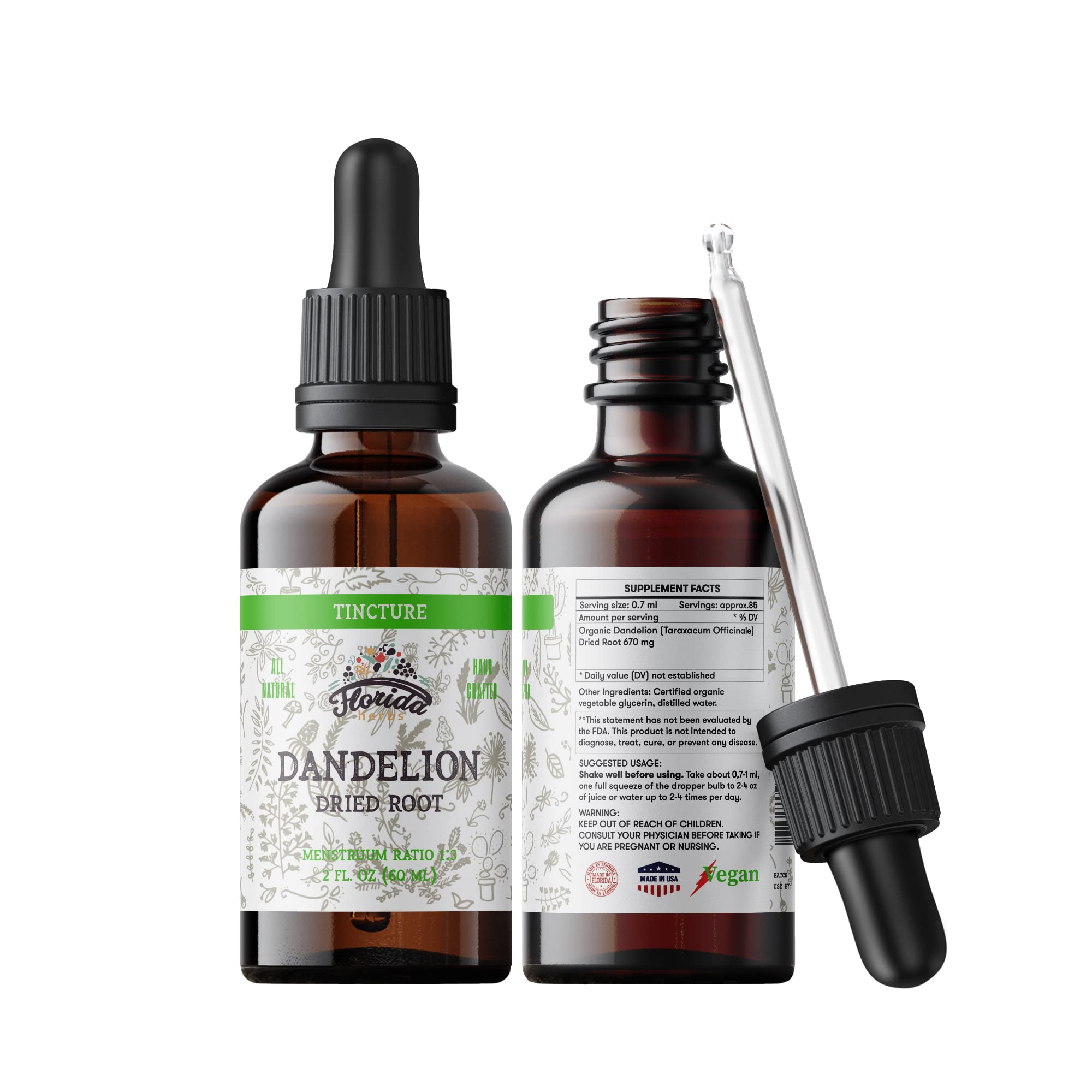 Pack of two 2 oz bottles of Dandelion Root Tincture