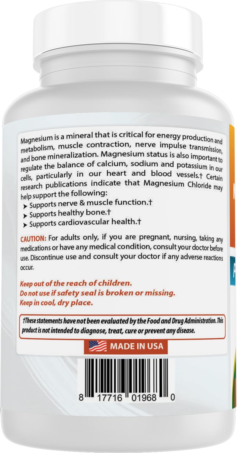 Product packaging and labeling for Best Naturals Magnesium Chloride Complex.