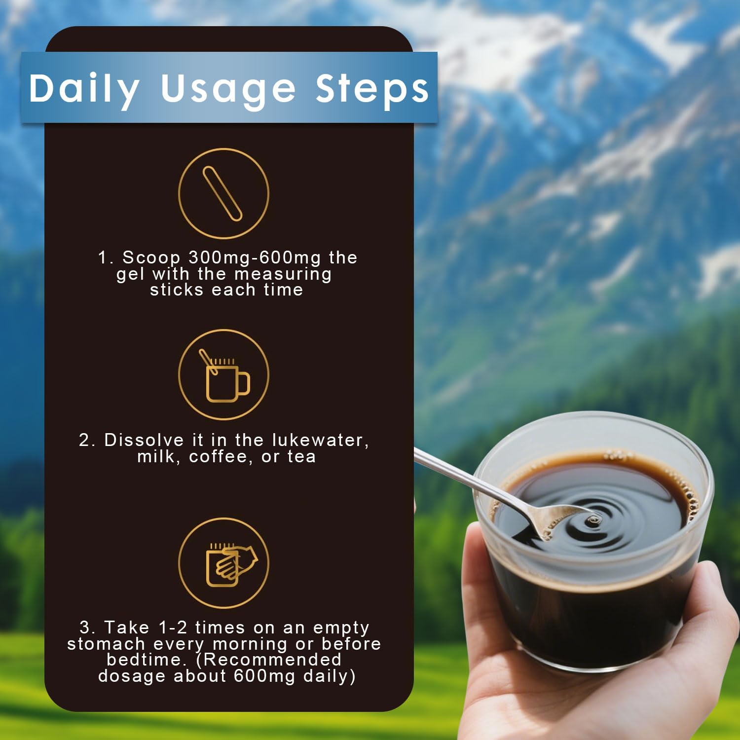 Shilajit resin packaged in a glass bottle with cap