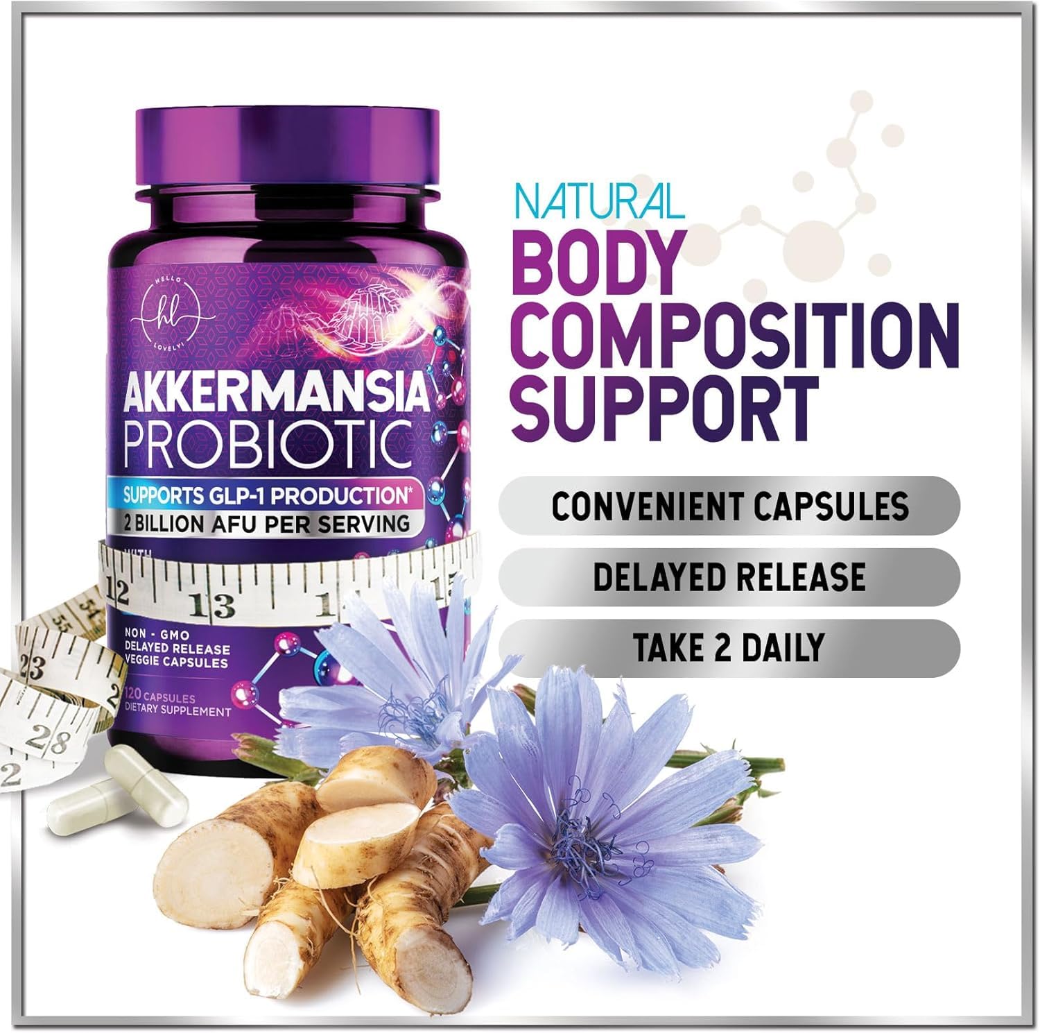 Akkermansia Probiotic bottle on packaging