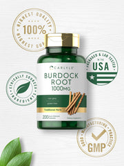 Packaging and bottle of Carlyle Burdock Root supplement