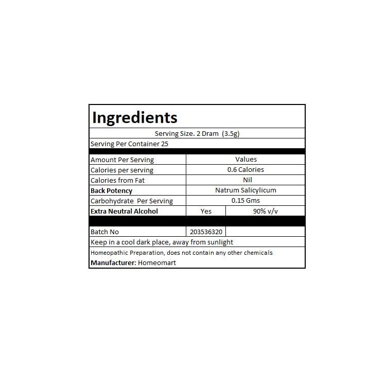 Packaging and label of Natrum Salicylicum 6C pellets
