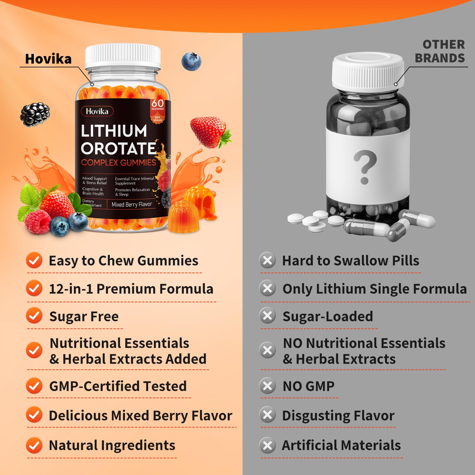 Back packaging with ingredients and nutrition information