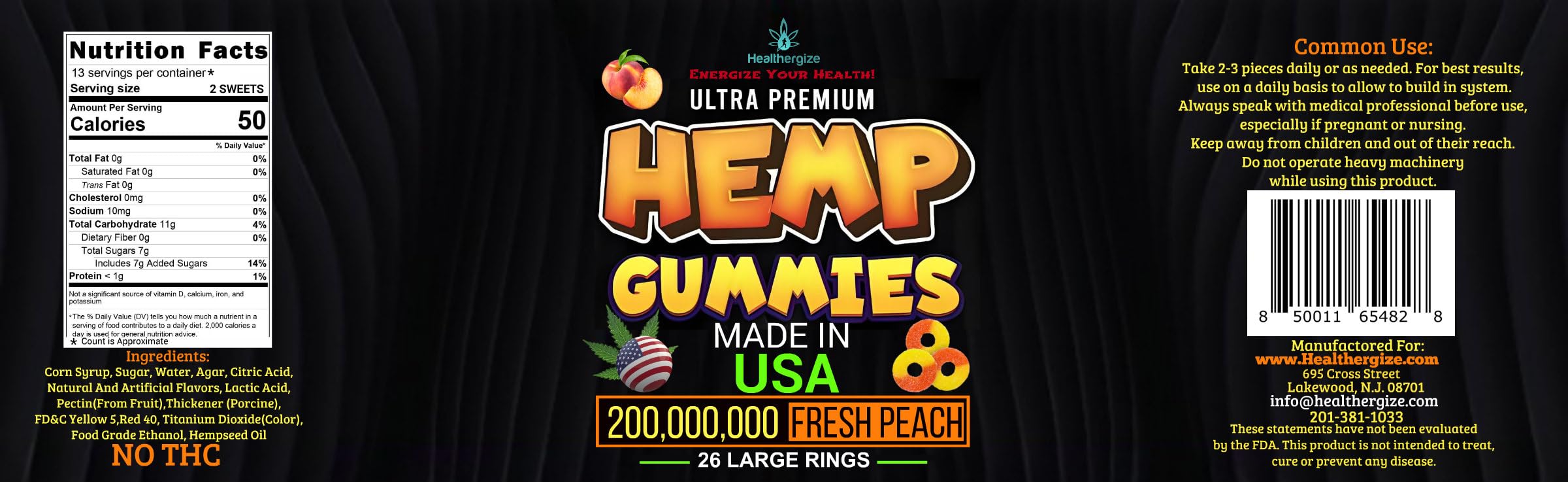 Six-pack box packaging of hemp gummies