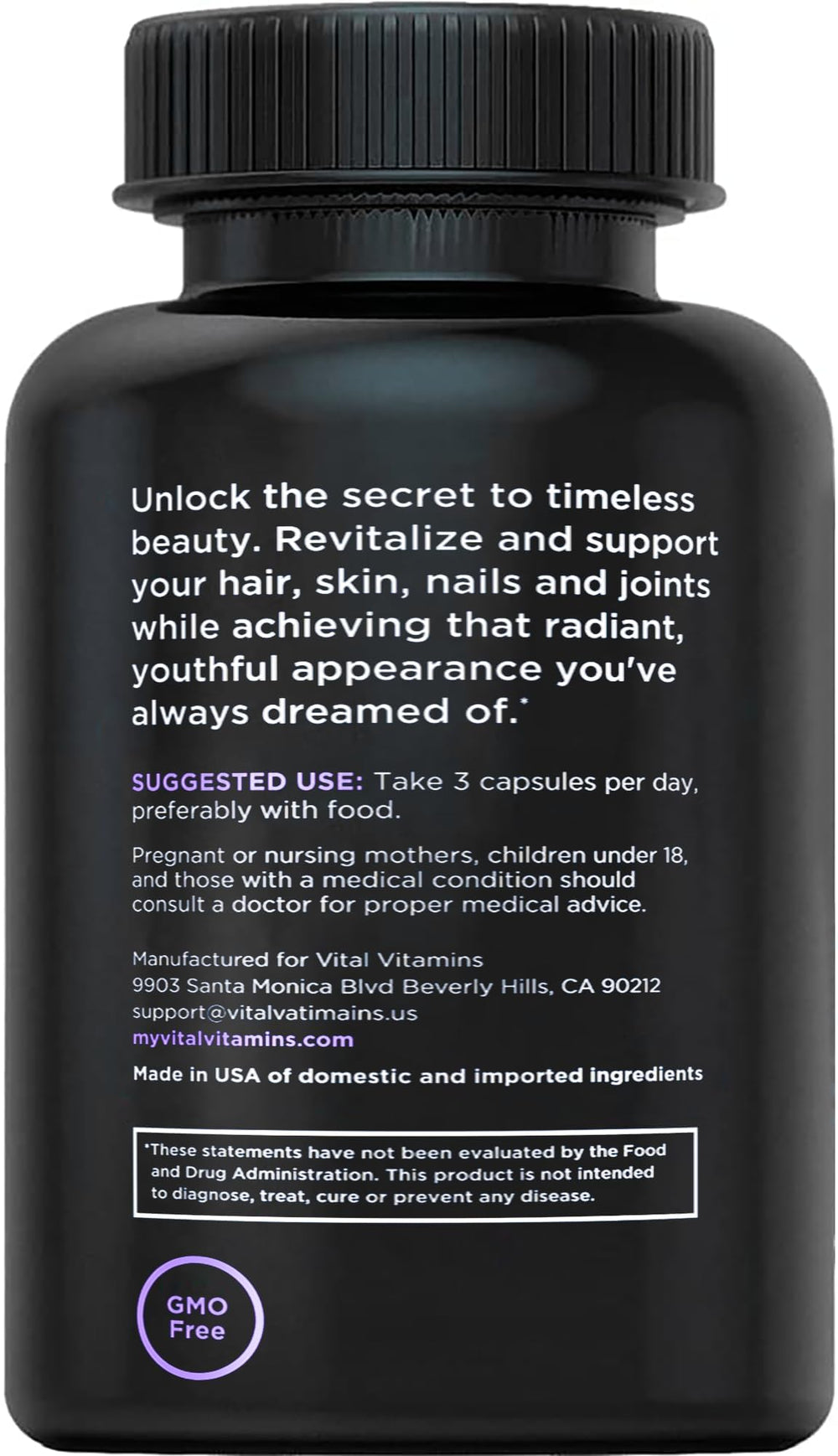 Vital Vitamins bottle with packaging and label