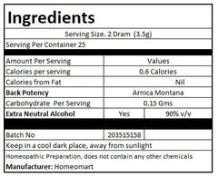 Packaging and dosage instructions for Arnica Montana pellets