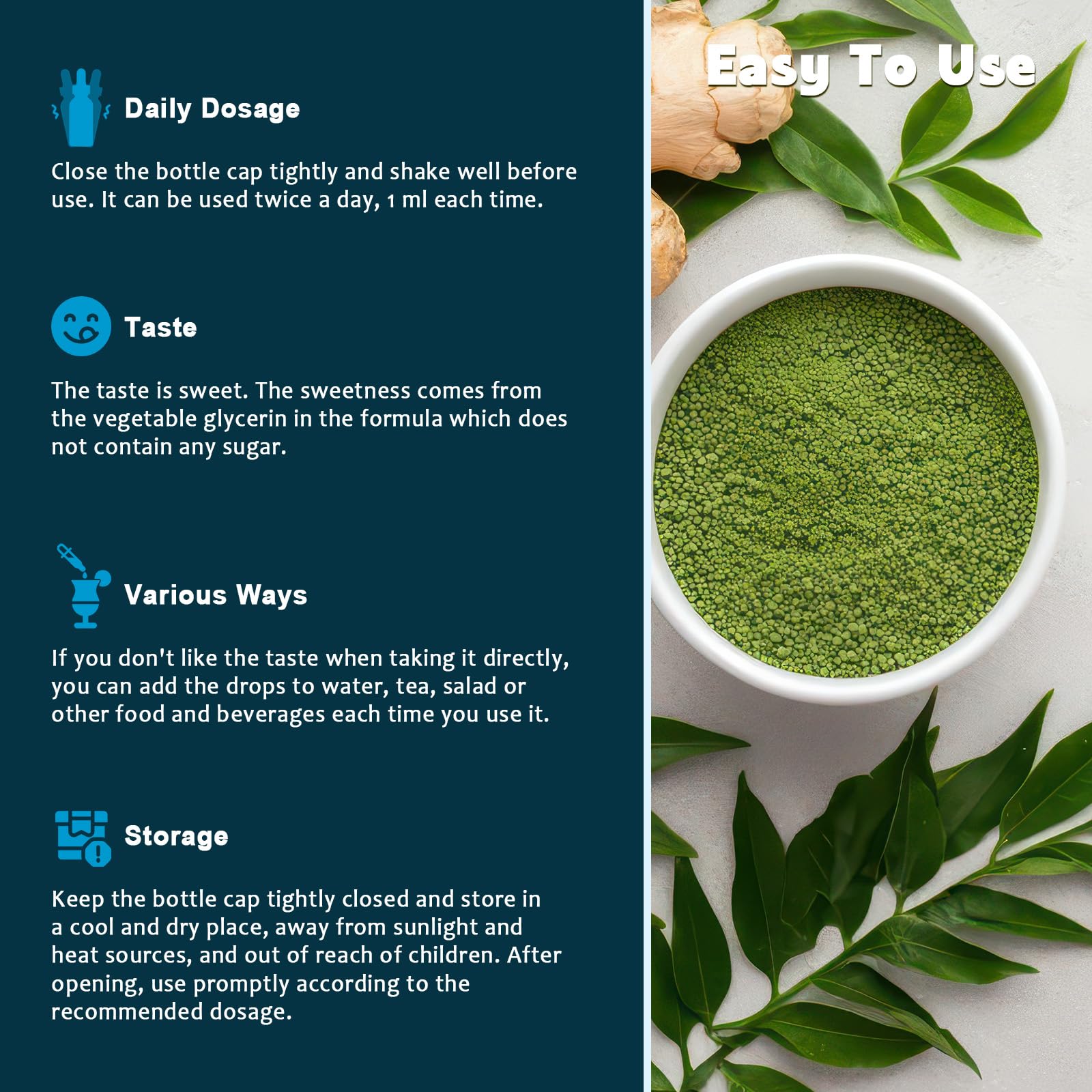 Product packaging inside and out for moringa liquid drops