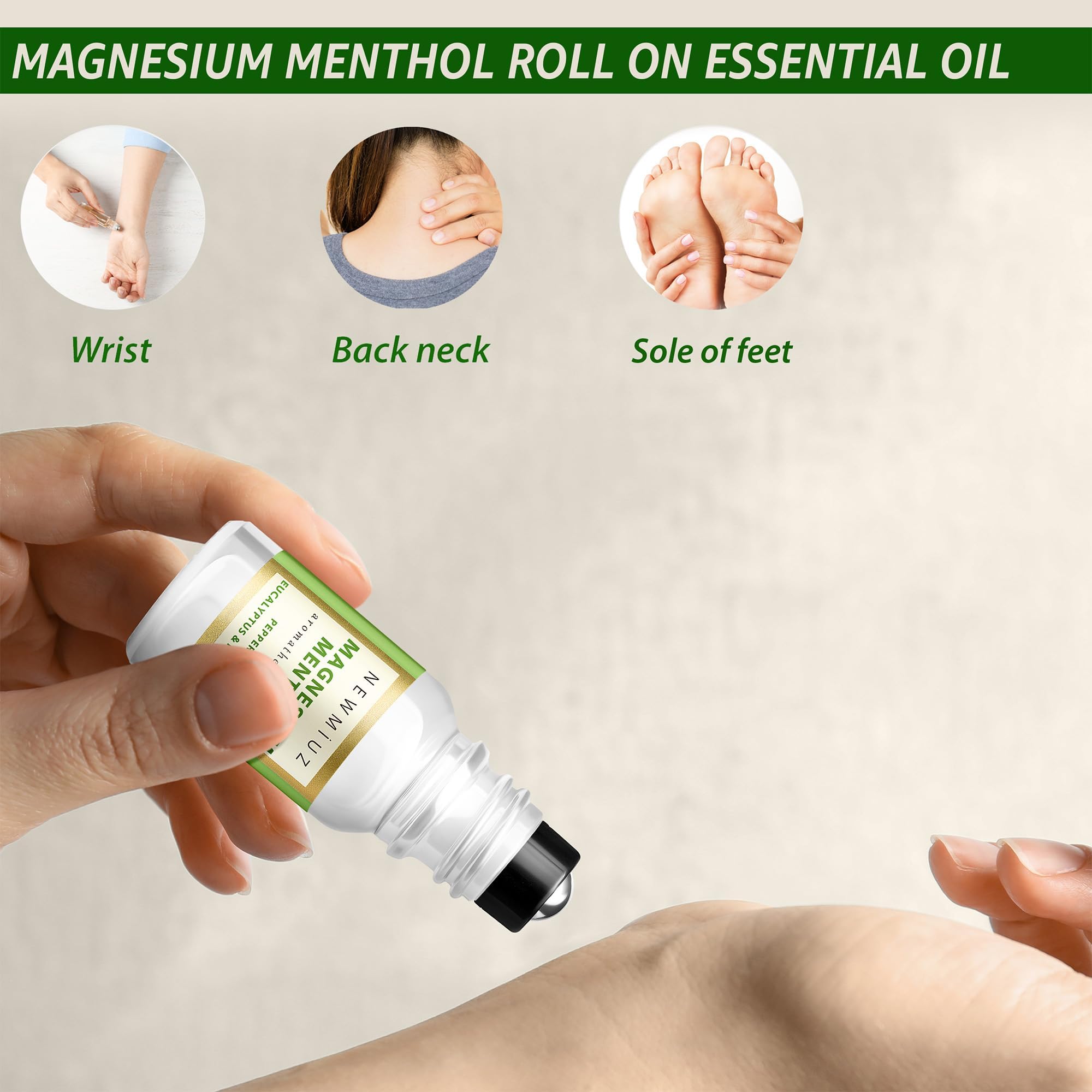 Packaging for Magnesium Menthol Migraine Roll-On