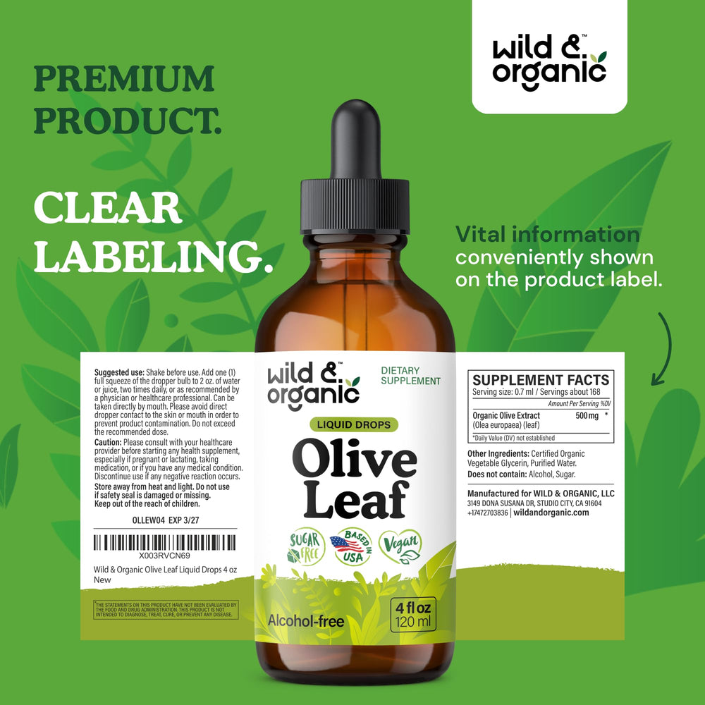 Packaging and bottle of olive leaf liquid extract