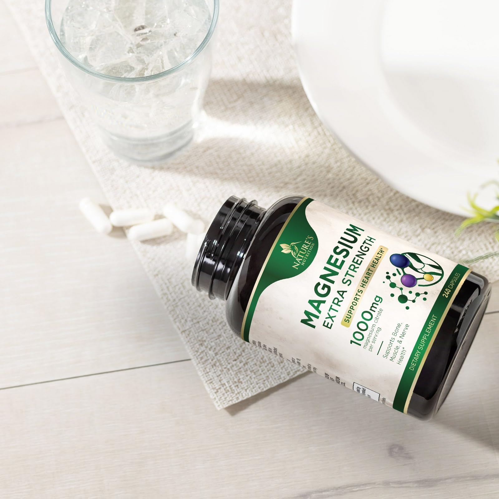Packaging shot of Nature's Nutrition magnesium in USA bottle