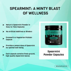 Spearmint powder ingredients and labeling on PADMURA bottle