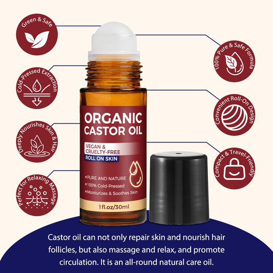 Paistely castor oil roll-on eye area enables gentle lash and brow care.