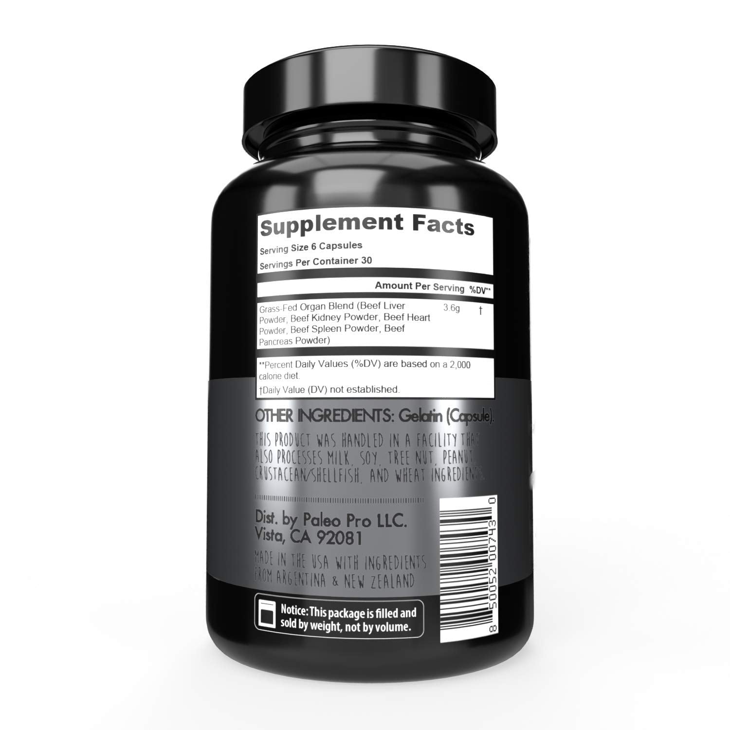 Row of capsules alongside the bottle