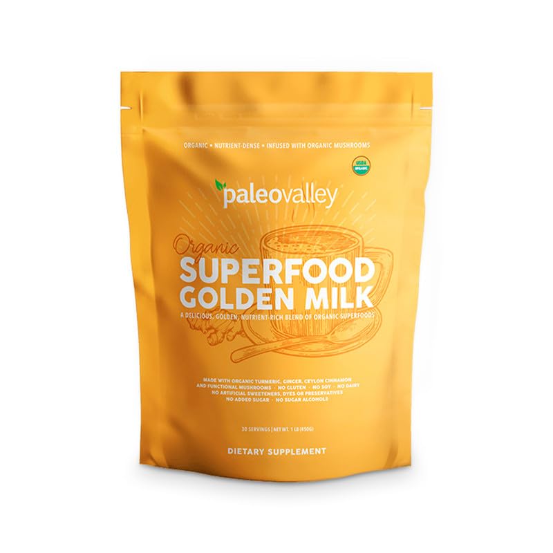 Front packaging of Paleovalley Organic Superfood Golden Milk