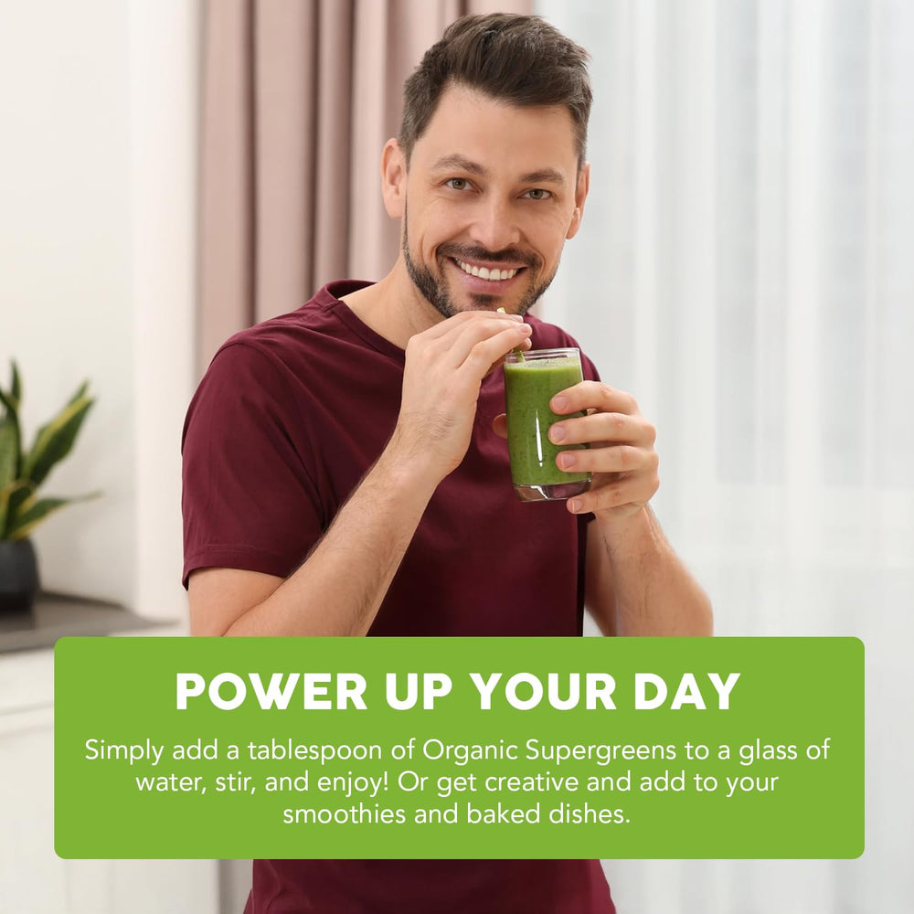 Paleovalley Organic Supergreens organic ingredients pack emphasizes nutrient density for daily use.