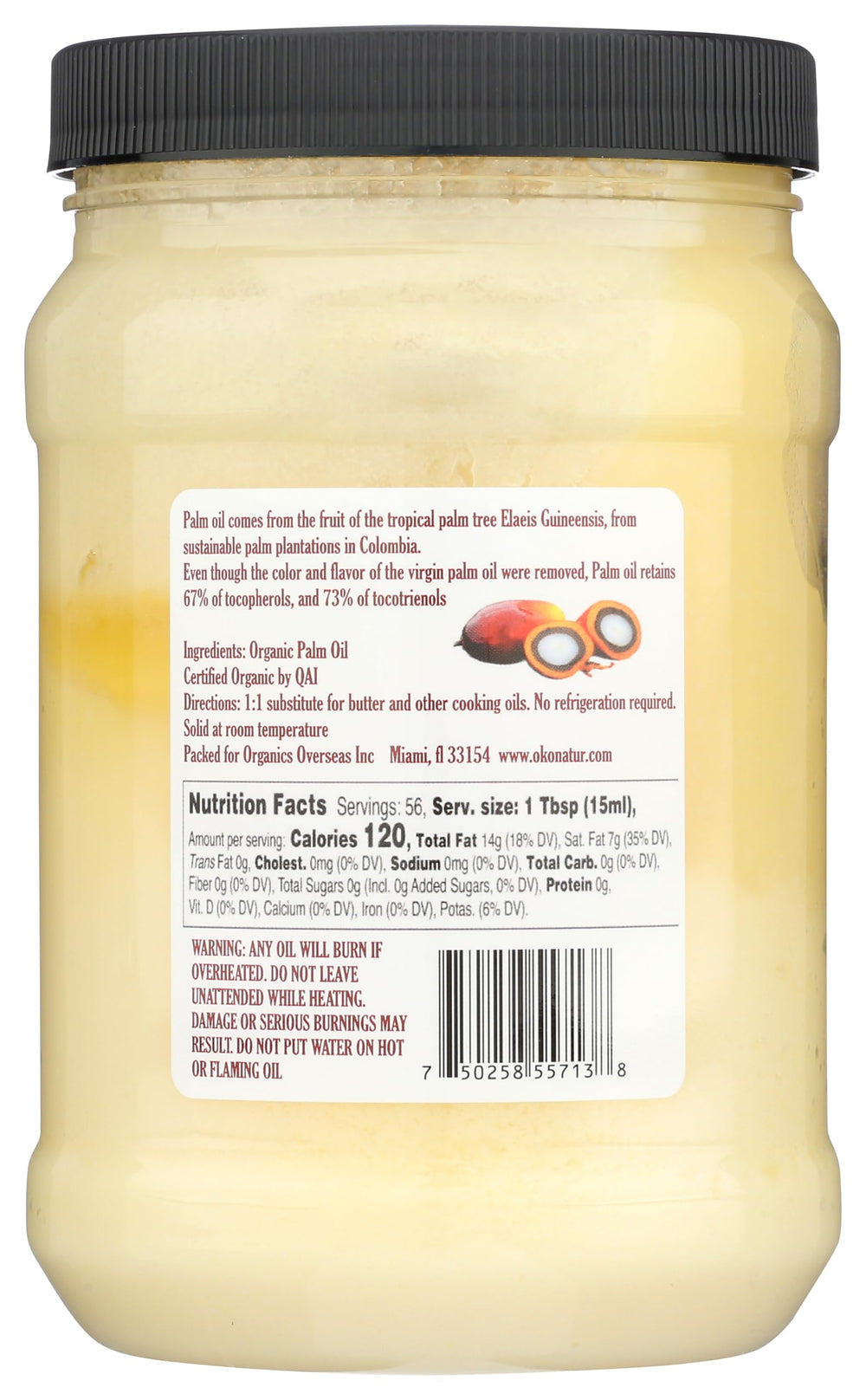 Non-hydrogenated palm oil free of trans fats for cooking