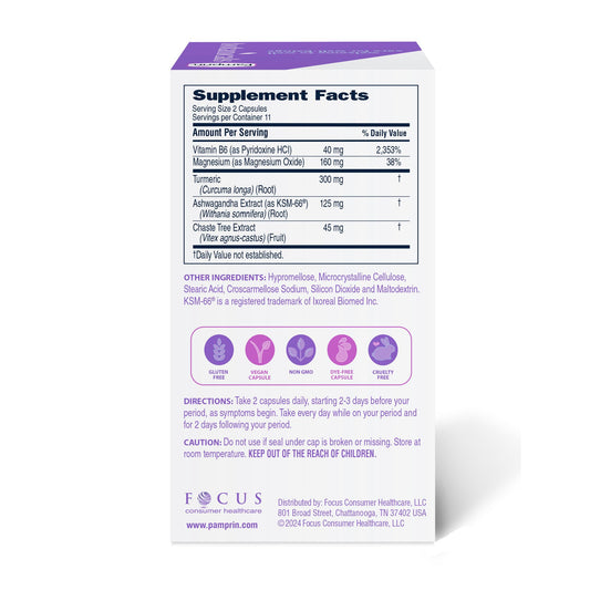 Pamprin Botanicals capsules vegan and gluten-free