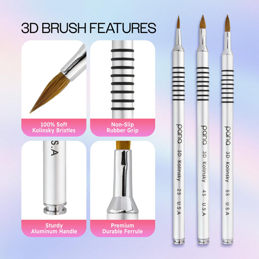 PANA 3D Kolinsky brush close-up showing durable metal cap.