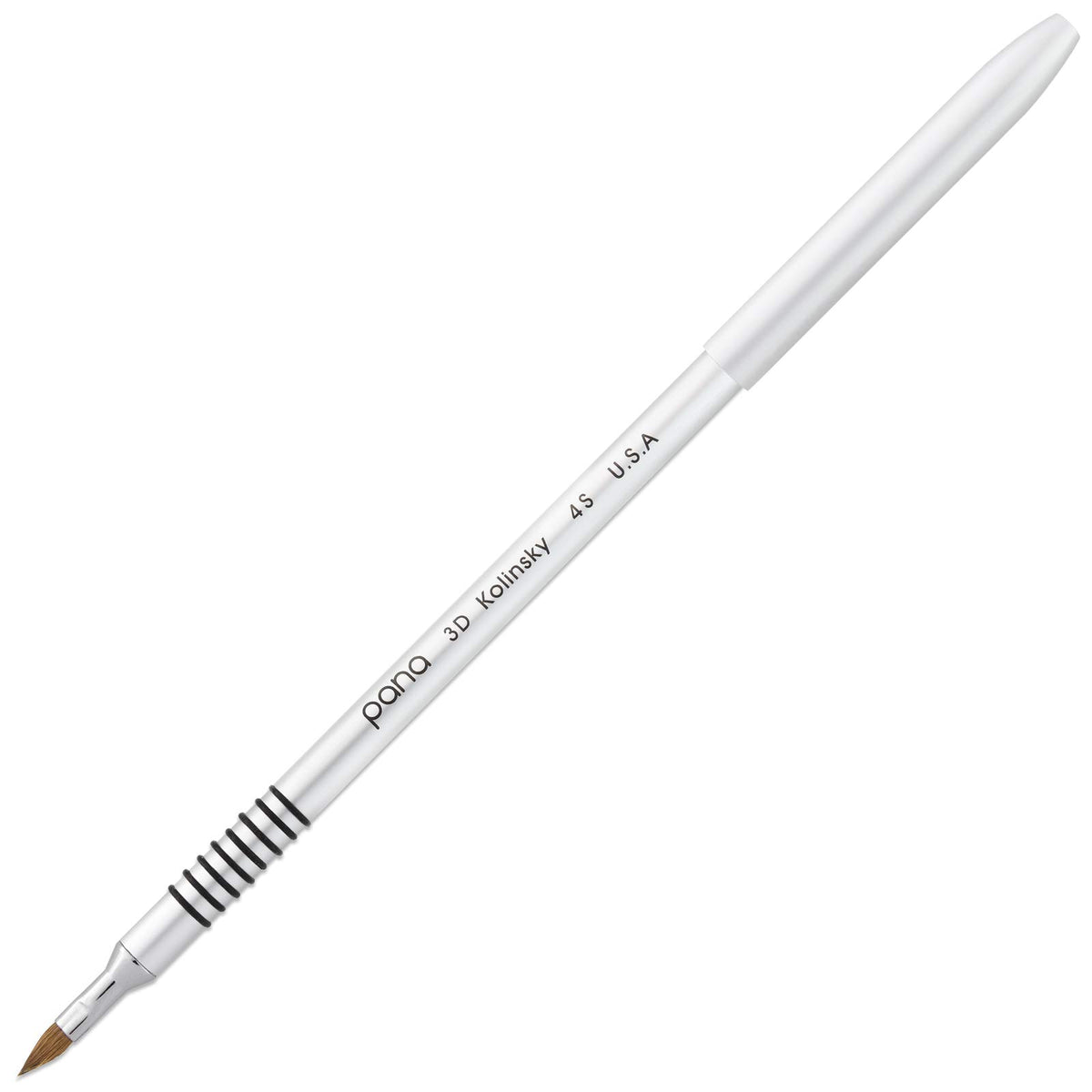 PANA 3D Kolinsky brush with silver non-slip grip for precise detailing.