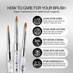 Brush in action on acrylic nails showing sculpting accuracy.