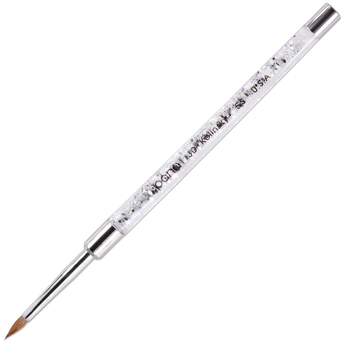 PANA 3D Kolinsky brush with silver glitter handle for precise detailing.