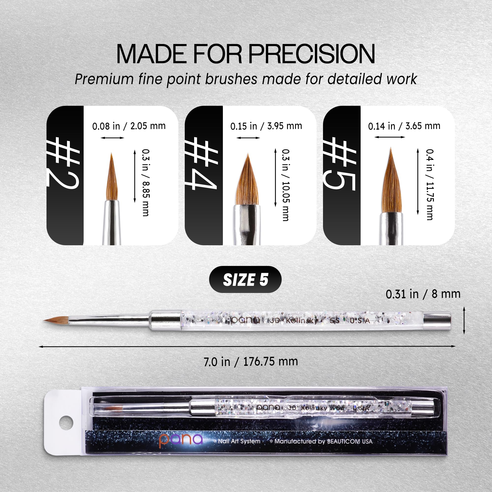 Size 5 brush tip detail for 3D florals and shading.