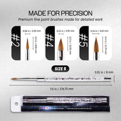 Size 5 brush tip detail for 3D florals and shading.