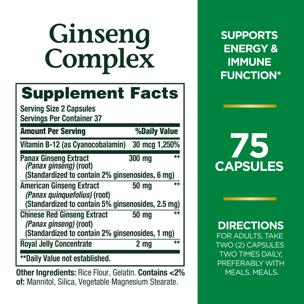 Ginseng extract blend of Panax, American, and Chinese Red Ginseng