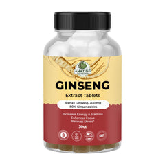 Close-up of Panax Ginseng extract tablets showing texture