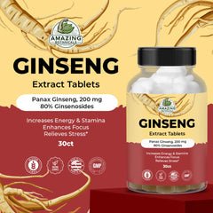 Label highlighting 80% ginsenosides on Panax Ginseng tablets