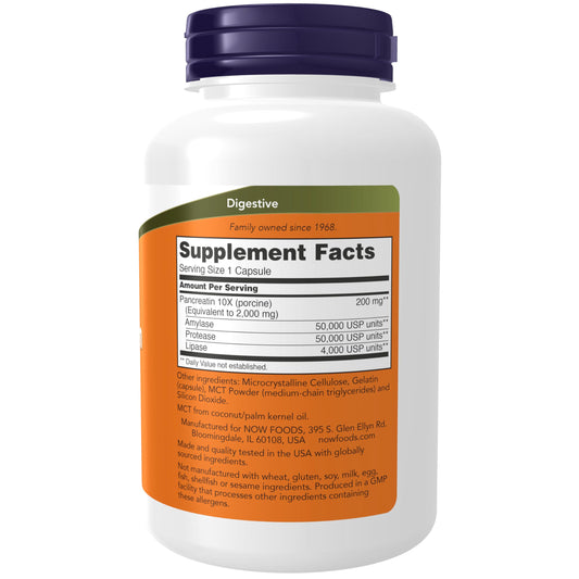 Pancreatin 2000 bottle beside packaging