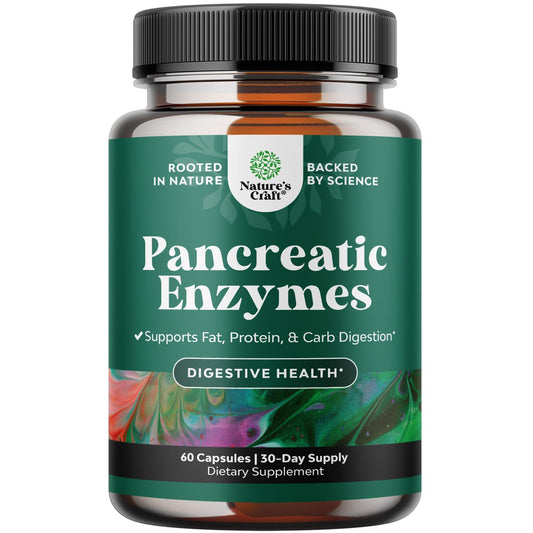 Pancreatin Digestive Enzymes bottle with 60-count label