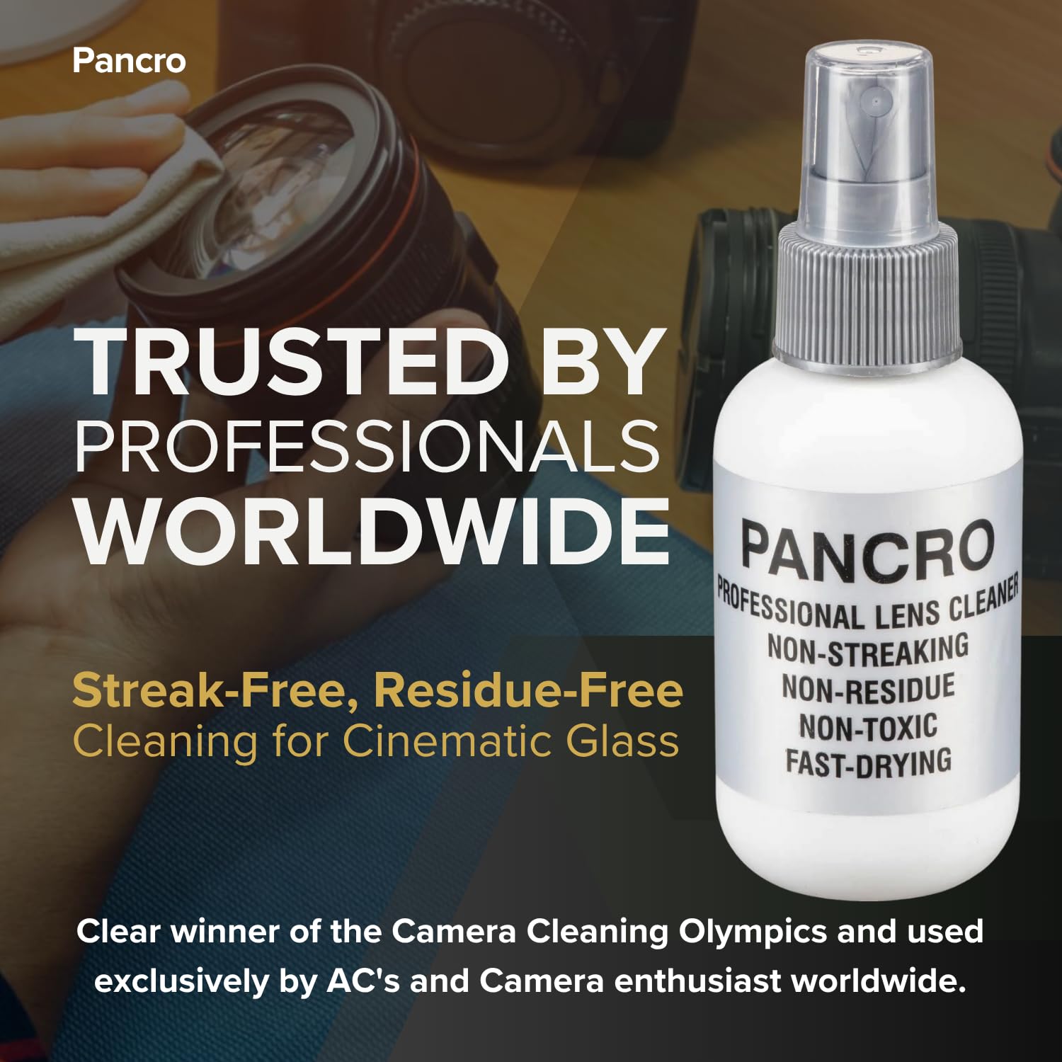 Close-up of Pancro spray nozzle dispensing cleaner