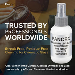 Close-up of Pancro spray nozzle dispensing cleaner