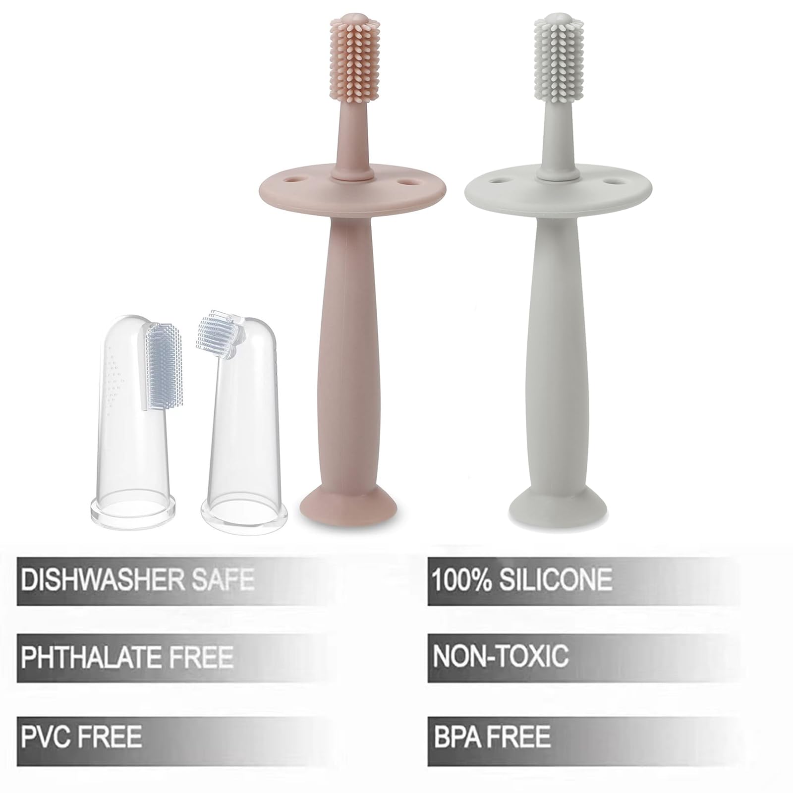 Baby using PandaEar silicone finger toothbrush