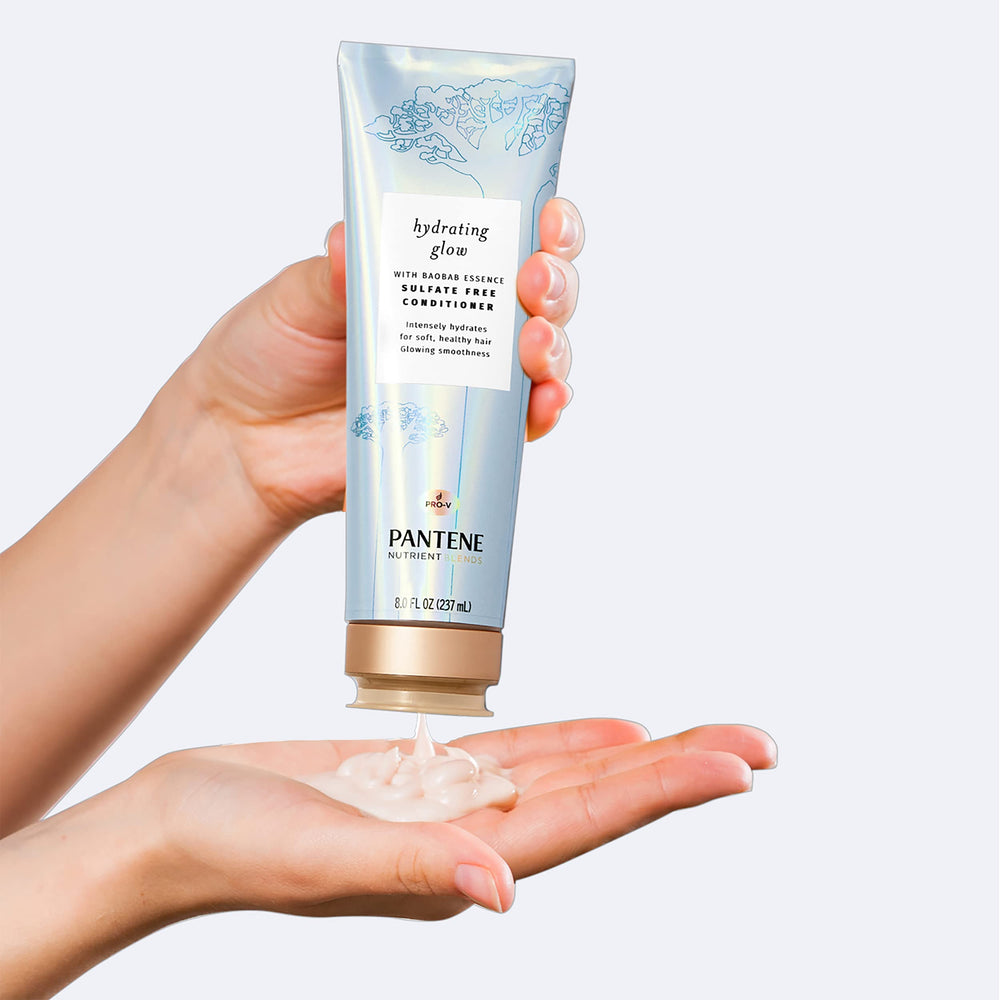 Pantene detangled, smooth hair shown during application.