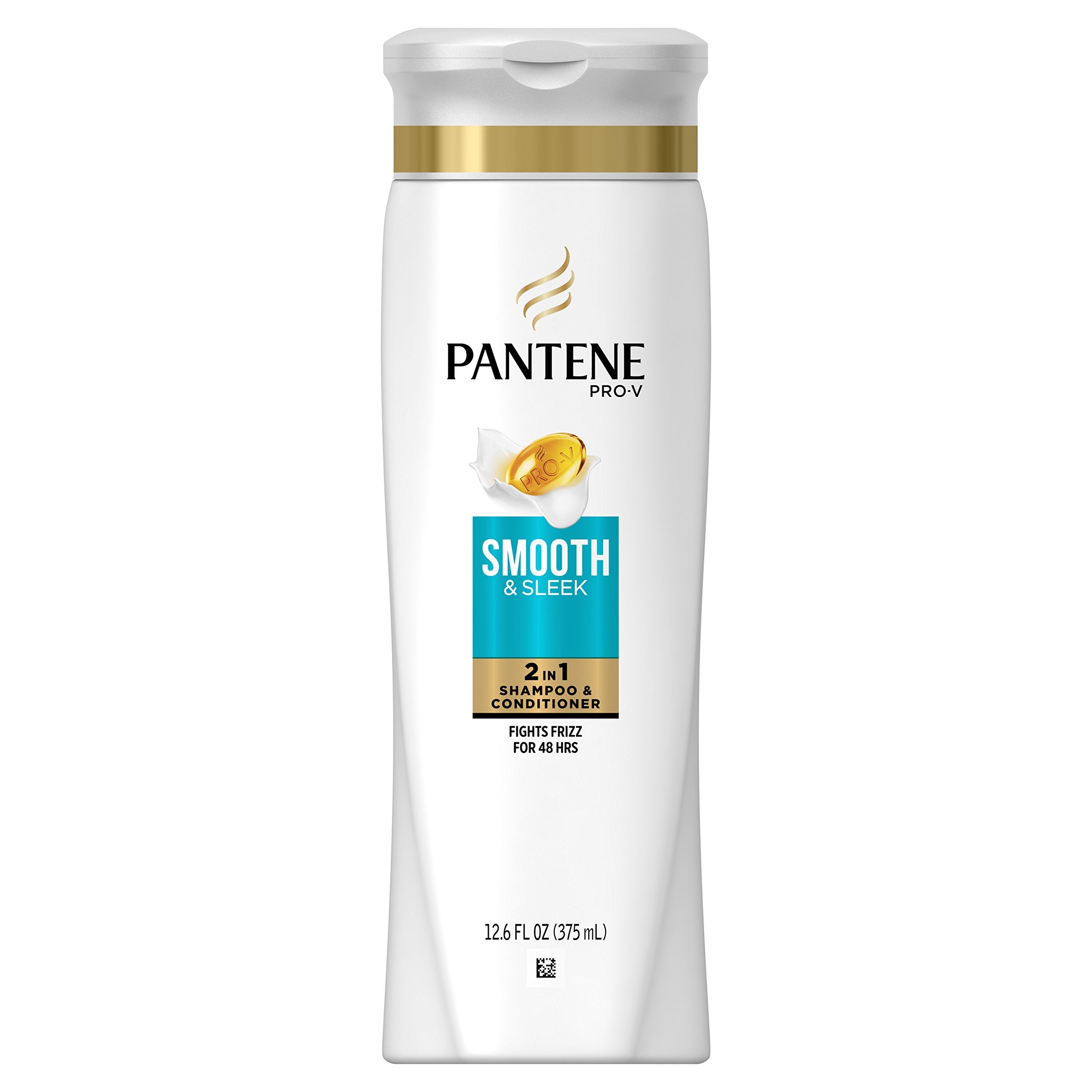 Pantene Pro-V Smooth & Sleek 2 in 1 bottle with argan and avocado oils for hydration.