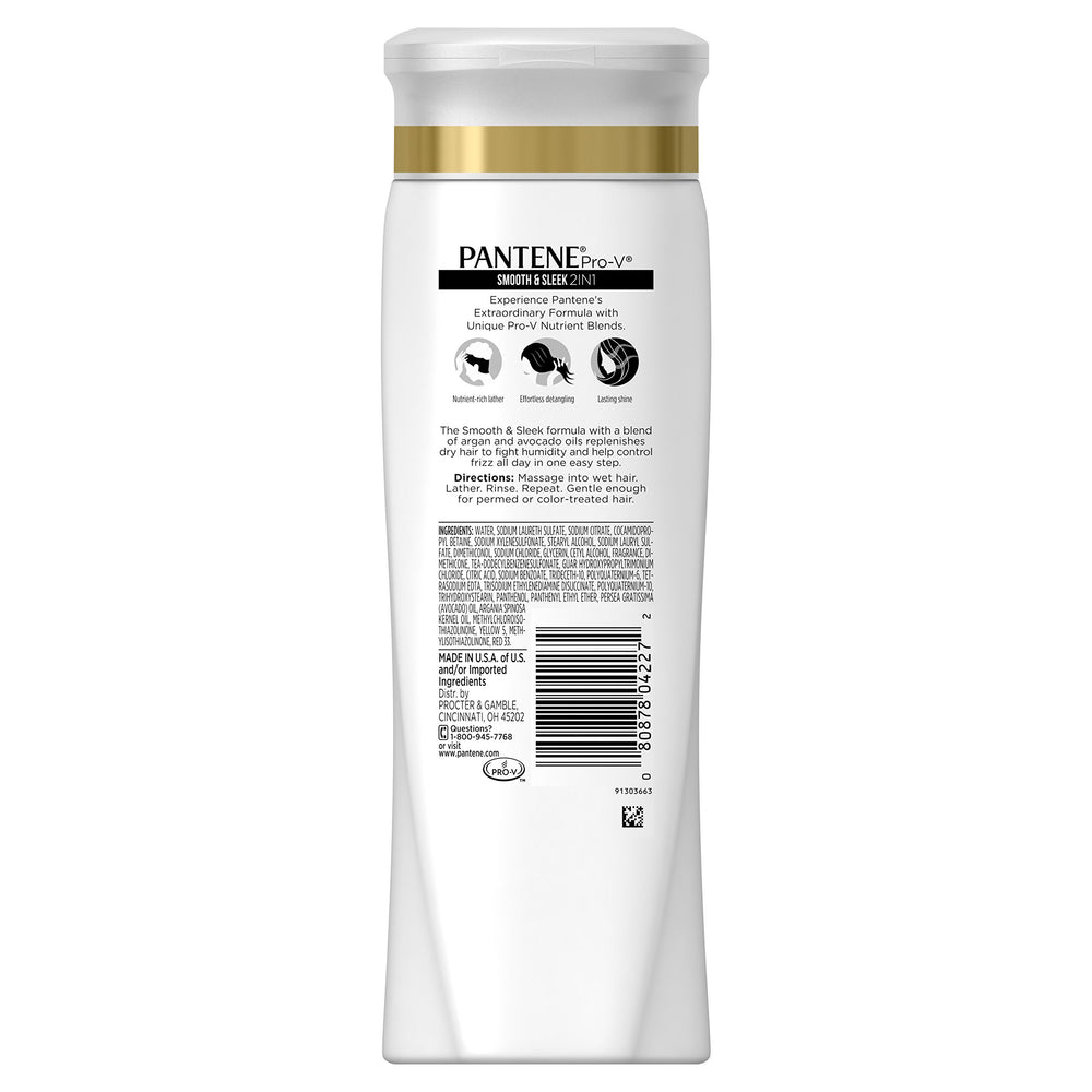Shampoo and conditioner dispensing from Pantene Pro-V 2 in 1 bottle.