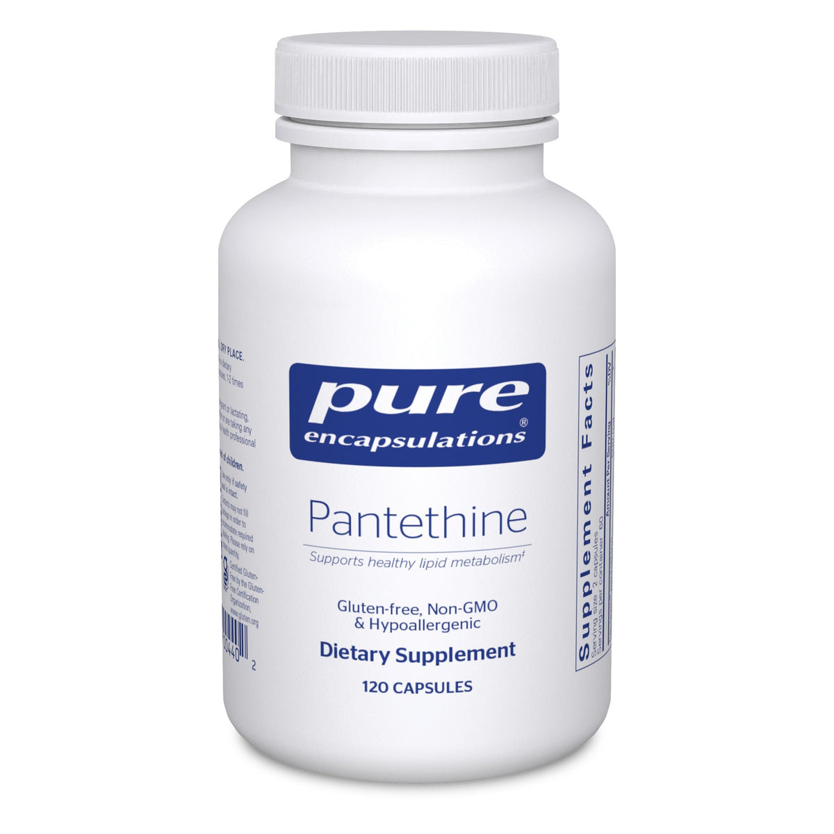 Pantethine bottle label – Pure Encapsulations