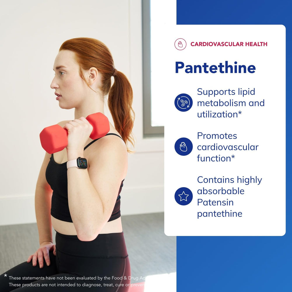 Pantethine bottle label close-up emphasizing Pure Encapsulations purity.