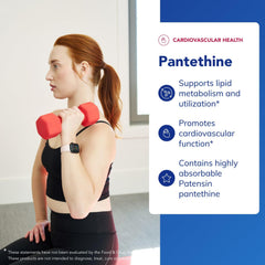 Pantethine bottle label close-up emphasizing Pure Encapsulations purity.