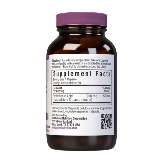 Amber glass bottle packaging for Pantothenic Acid vitamin B5