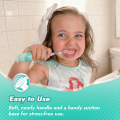 Soft grip handle of Papablic Jo toddler toothbrush