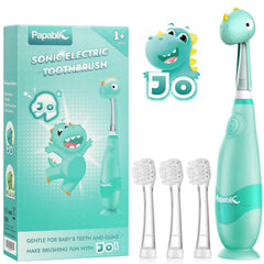 Papablic Jo toddler toothbrush with cute dinosaur design