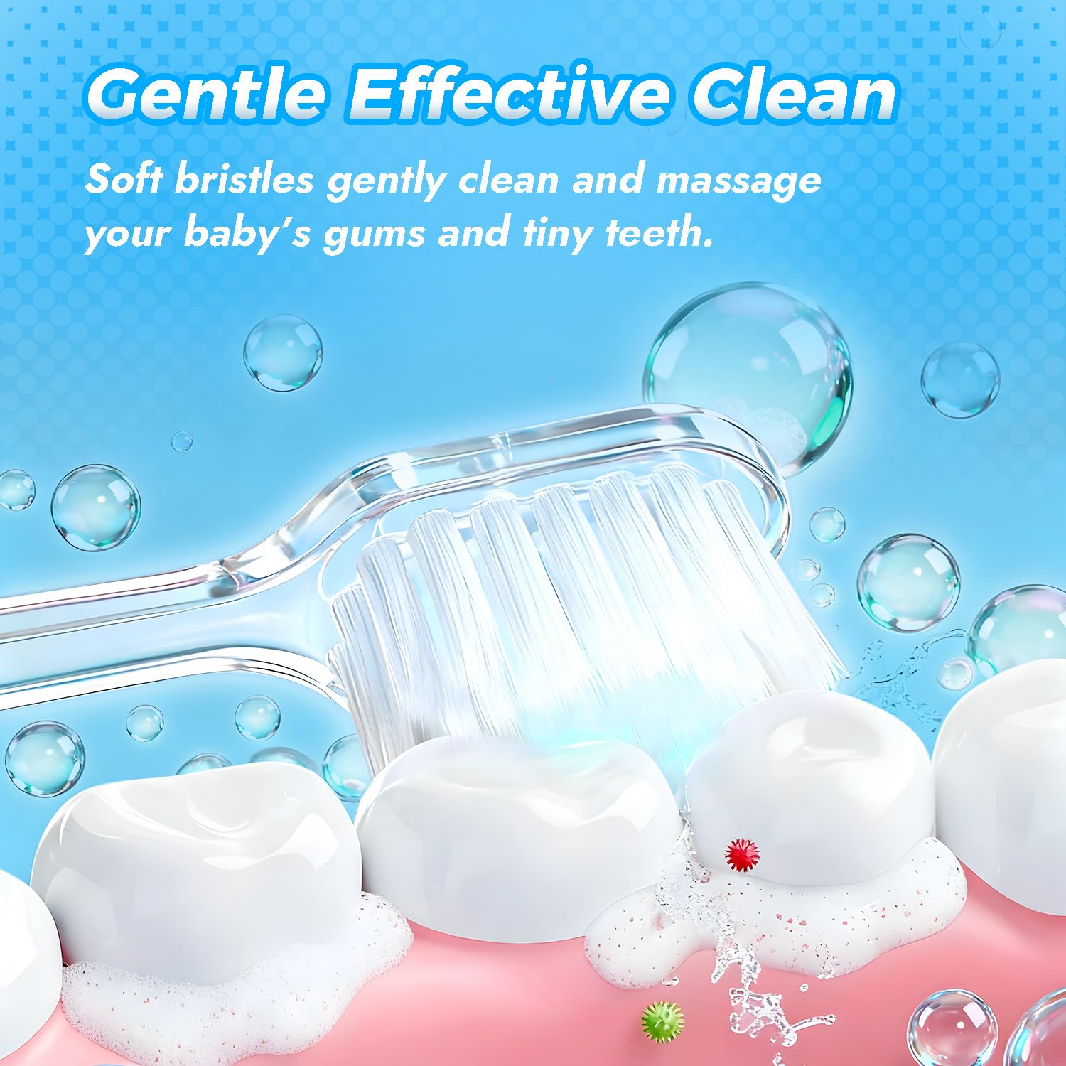 Soft ergonomic grip handle of Pippin toothbrush