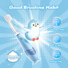 Suction cup base for upright storage of Pippin toothbrush