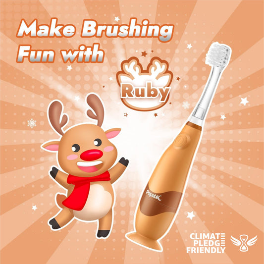 LED timer on Papablic Ruby toddler toothbrush