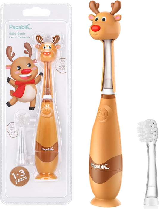 Papablic Ruby toddler toothbrush with cute reindeer cover
