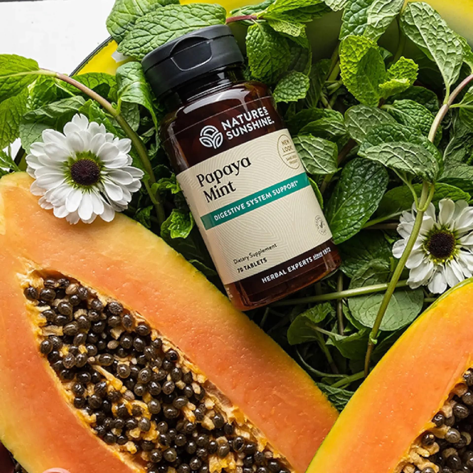 Papaya Mint chewable tablets offering digestive support