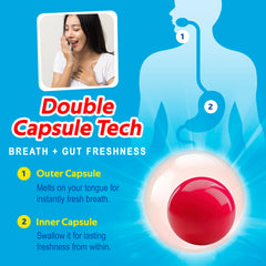 Outer capsule pops in mouth for instant freshness